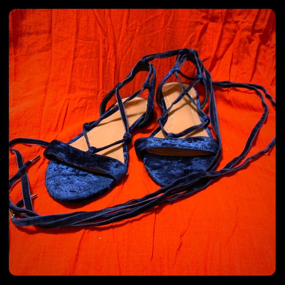 Velvet sandals 90s vintage style flats Zara 5 / 35